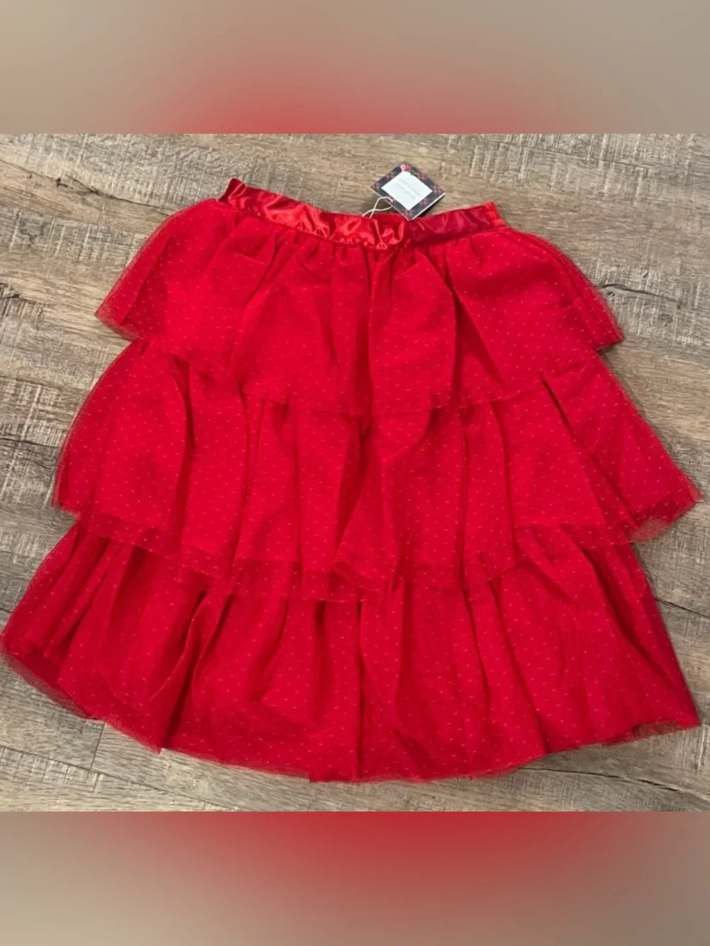 Nwt size 7 American Girl Janie & Jack Red Tiered Tulle Skirt Christmas Holiday
